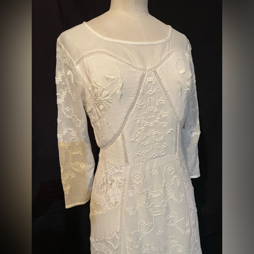 Free People 0 Ivory Cotton Maxi Dress Long Sleeves NWT - Picture 3 of 8